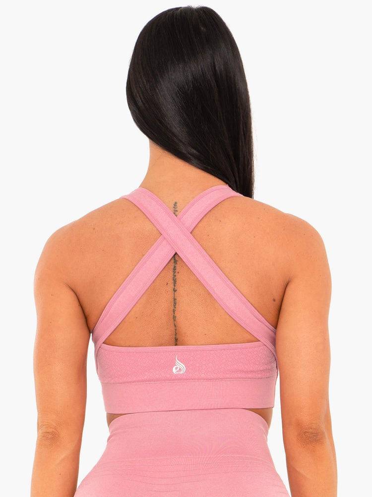 Women's Ryderwear Women Sports Bra Geo Seamless Sports Bra Pink | NZ2419AP