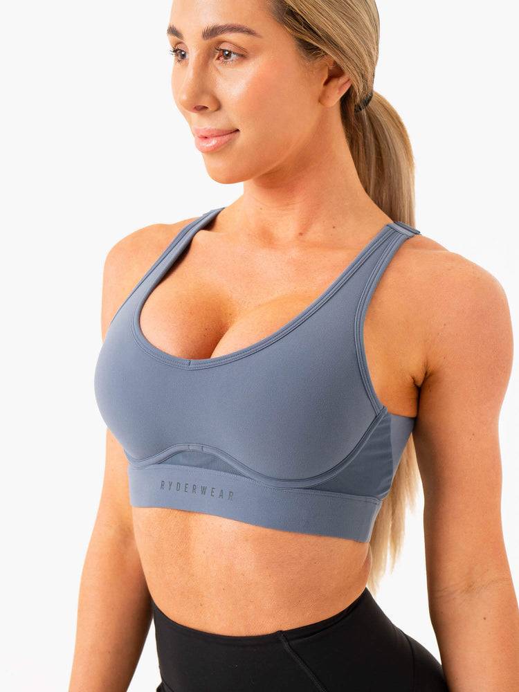 Women's Ryderwear Women Sports Bra Heighten High Impact Sports Bra Steel Blue | NZ2289RW