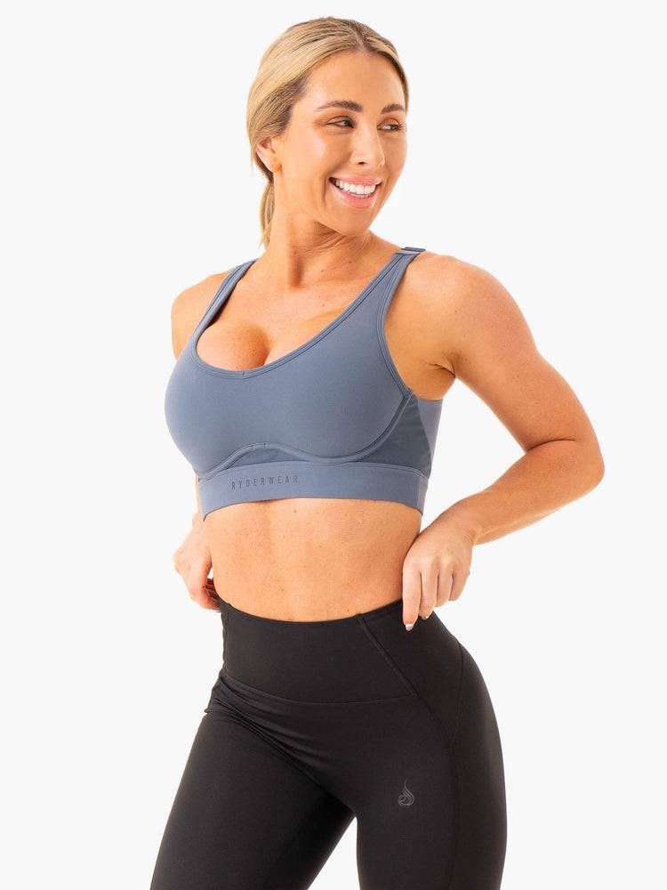 Women's Ryderwear Women Sports Bra Heighten High Impact Sports Bra Steel Blue | NZ2289RW