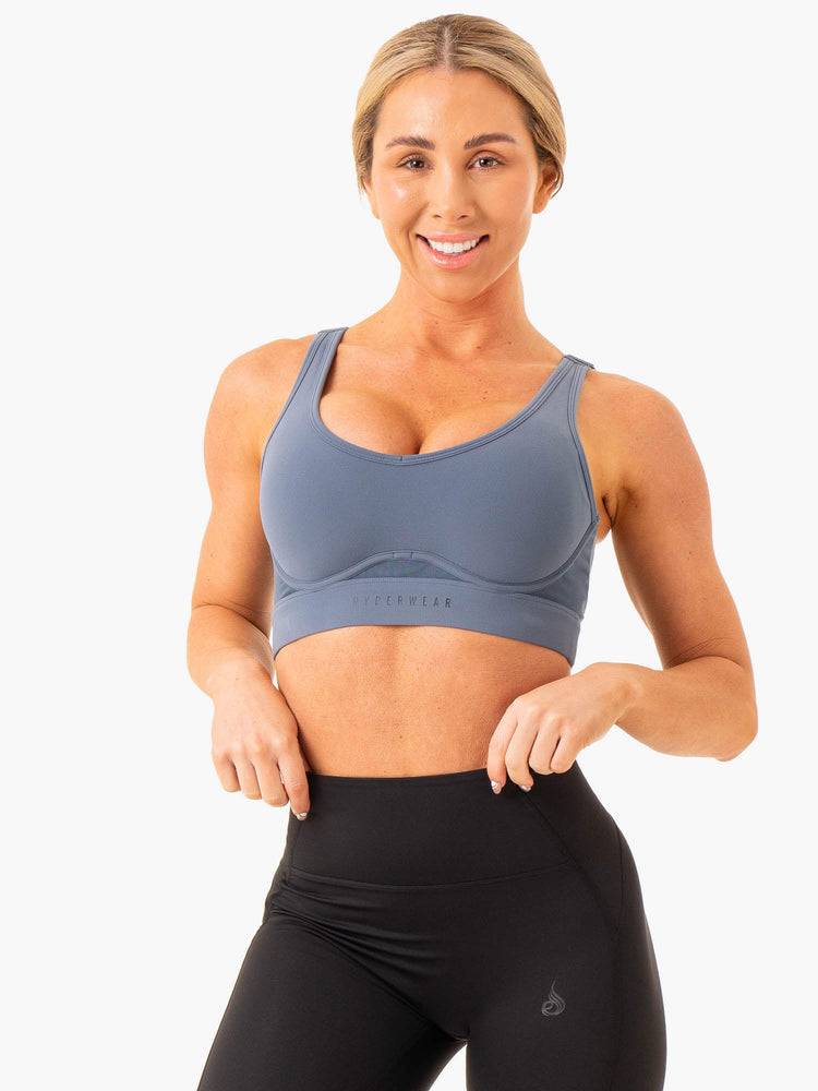 Women\'s Ryderwear Women Sports Bra Heighten High Impact Sports Bra Steel Blue | NZ2289RW