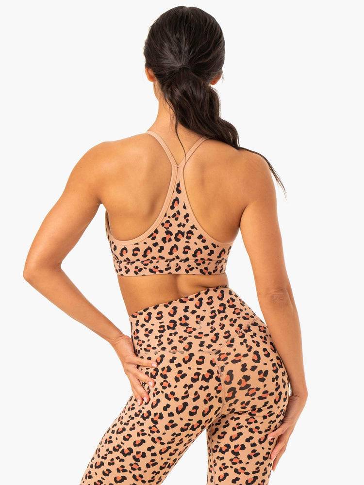 Women's Ryderwear Women Sports Bra Hybrid Sports Bra Tan Leopard | NZ2385LH