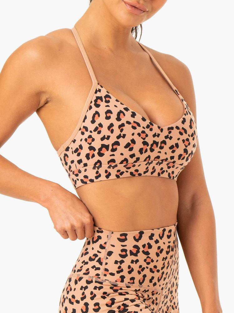 Women's Ryderwear Women Sports Bra Hybrid Sports Bra Tan Leopard | NZ2385LH