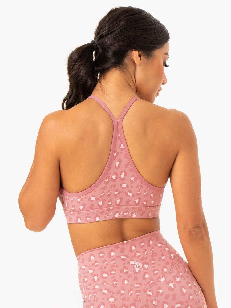 Women's Ryderwear Women Sports Bra Hybrid Sports Bra Pink Leopard | NZ2447OR