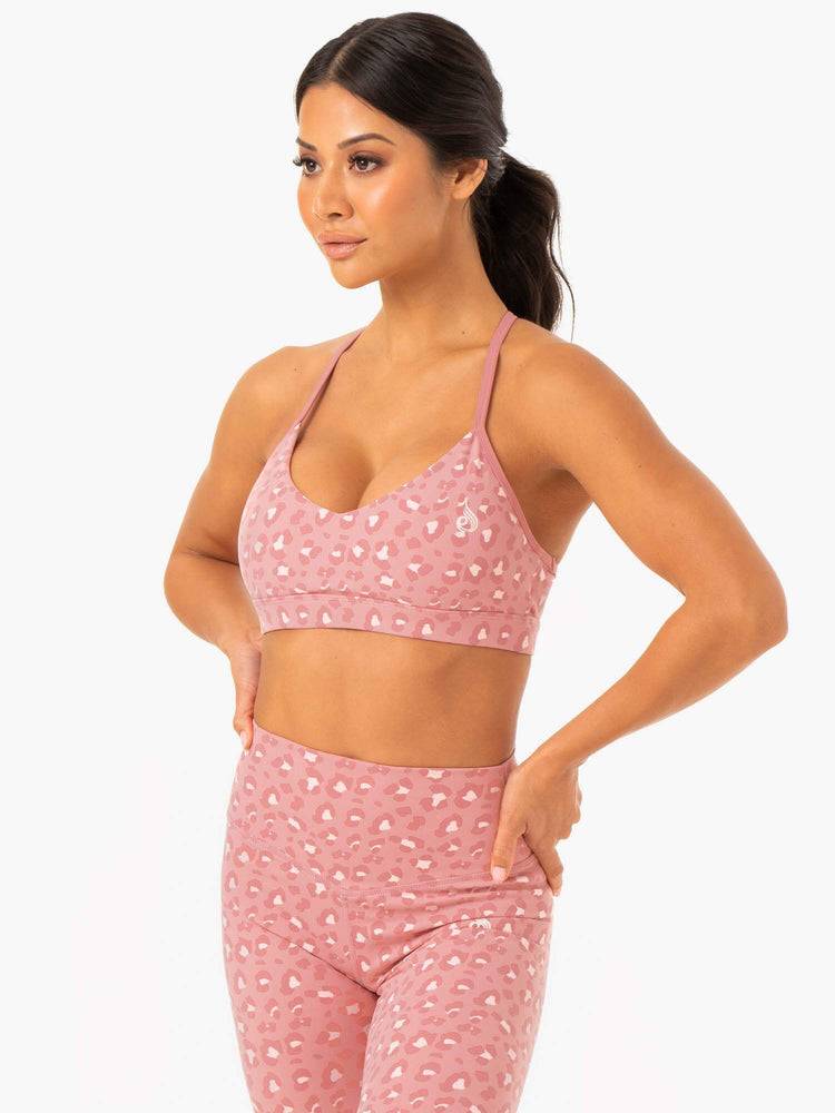 Women's Ryderwear Women Sports Bra Hybrid Sports Bra Pink Leopard | NZ2447OR