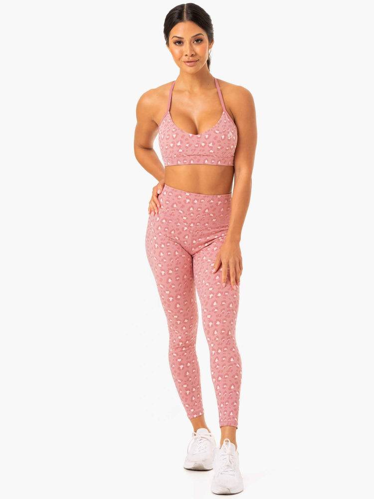 Women's Ryderwear Women Sports Bra Hybrid Sports Bra Pink Leopard | NZ2447OR