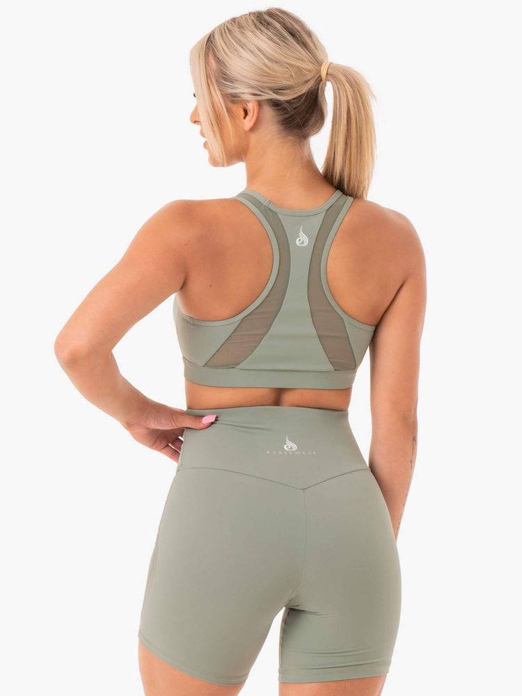 Women's Ryderwear Women Sports Bra Hype Mesh Sports Bra Sage | NZ2384ZG