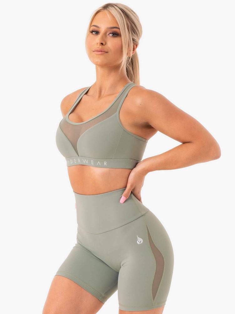 Women's Ryderwear Women Sports Bra Hype Mesh Sports Bra Sage | NZ2384ZG