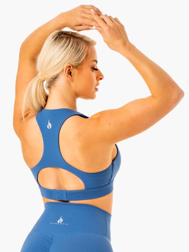 Women's Ryderwear Women Sports Bra Knockout Racer Back Sports Bra Blue | NZ2364FM