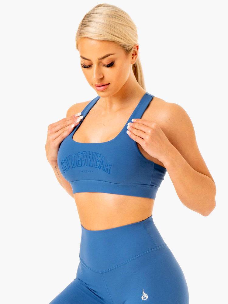 Women's Ryderwear Women Sports Bra Knockout Racer Back Sports Bra Blue | NZ2364FM