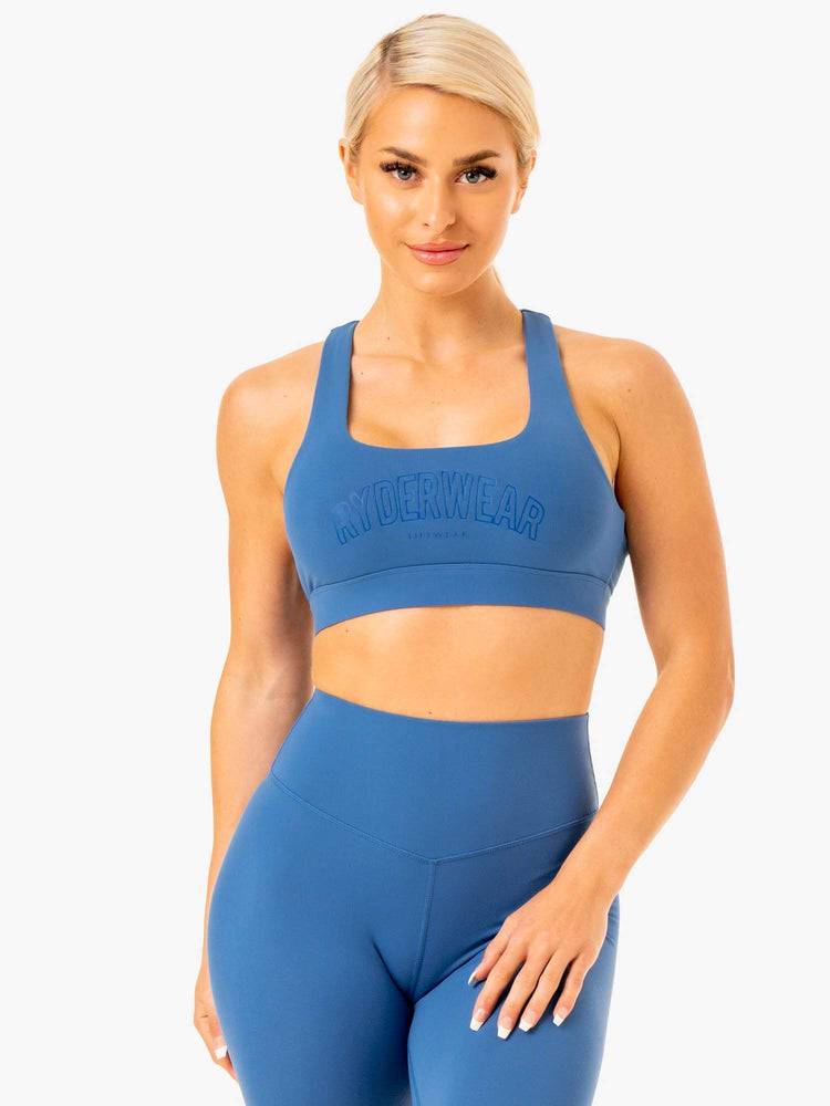 Women\'s Ryderwear Women Sports Bra Knockout Racer Back Sports Bra Blue | NZ2364FM