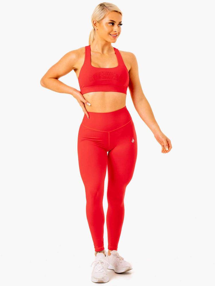 Women's Ryderwear Women Sports Bra Knockout Racer Back Sports Bra Red | NZ2417DN