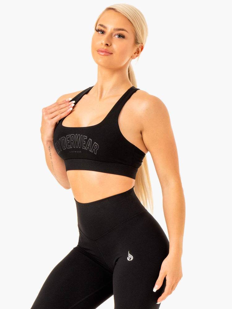 Women's Ryderwear Women Sports Bra Knockout Racer Back Sports Bra Black | NZ2433VD