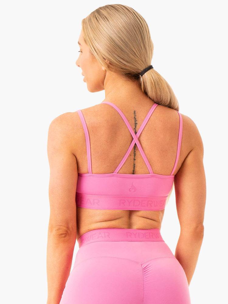 Women's Ryderwear Women Sports Bra Level Up V-Neck Sports Bra Pink | NZ2245SO