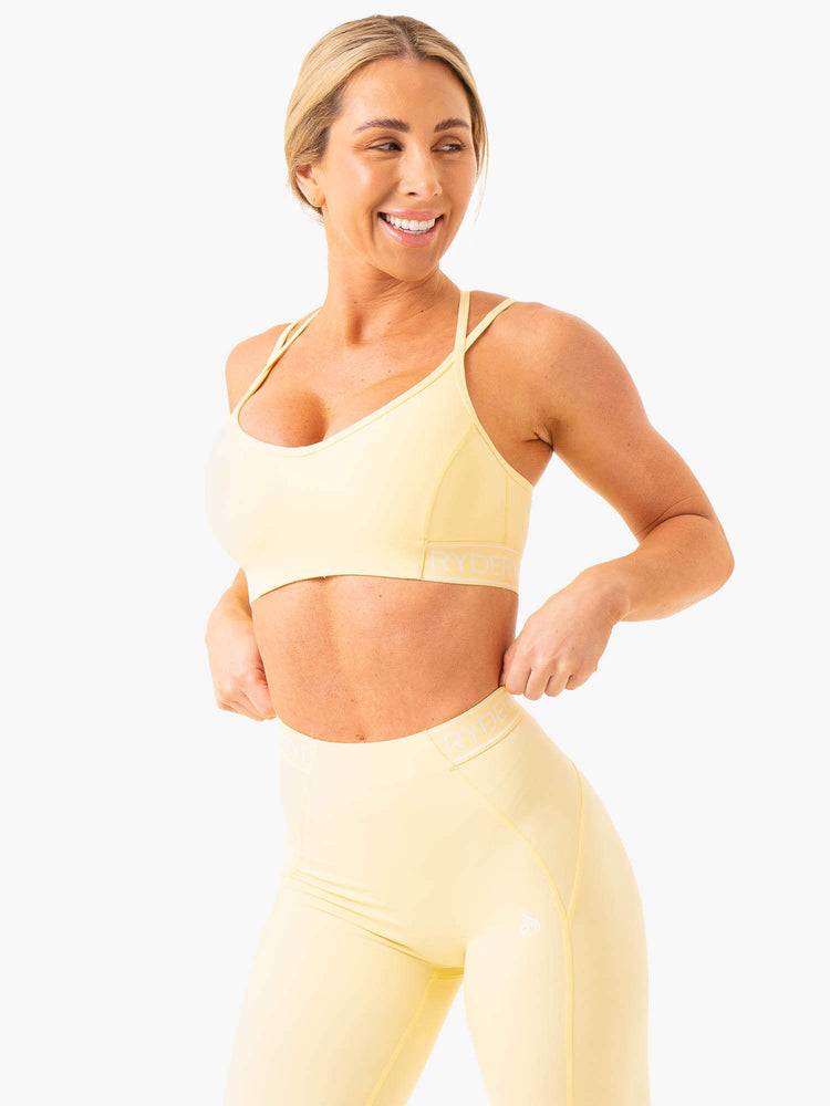 Women's Ryderwear Women Sports Bra Level Up V-Neck Sports Bra Butter | NZ2251KI