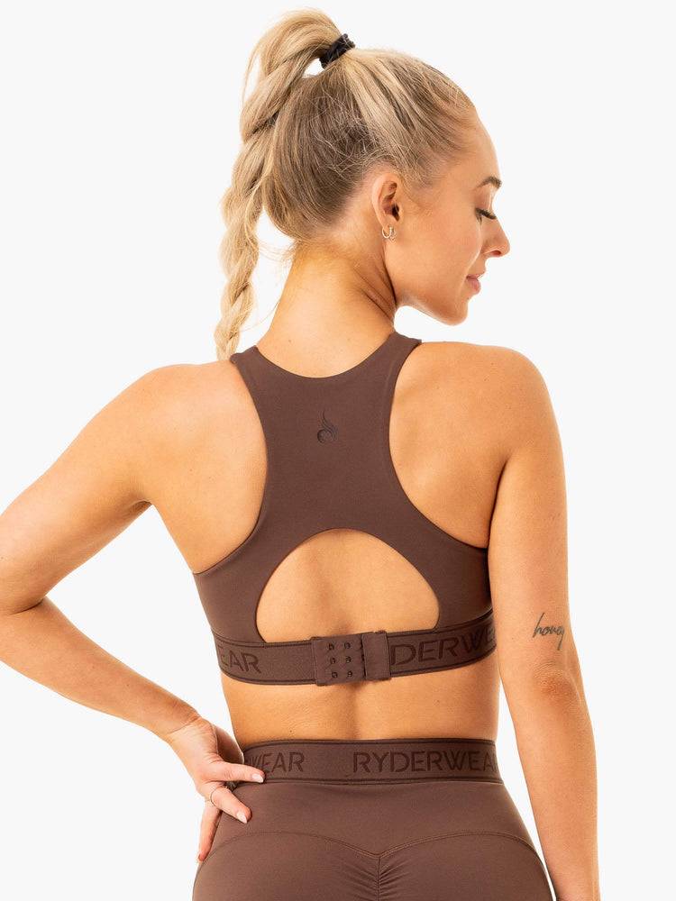 Women's Ryderwear Women Sports Bra Level Up High Impact Sports Bra Chocolate | NZ2269PQ