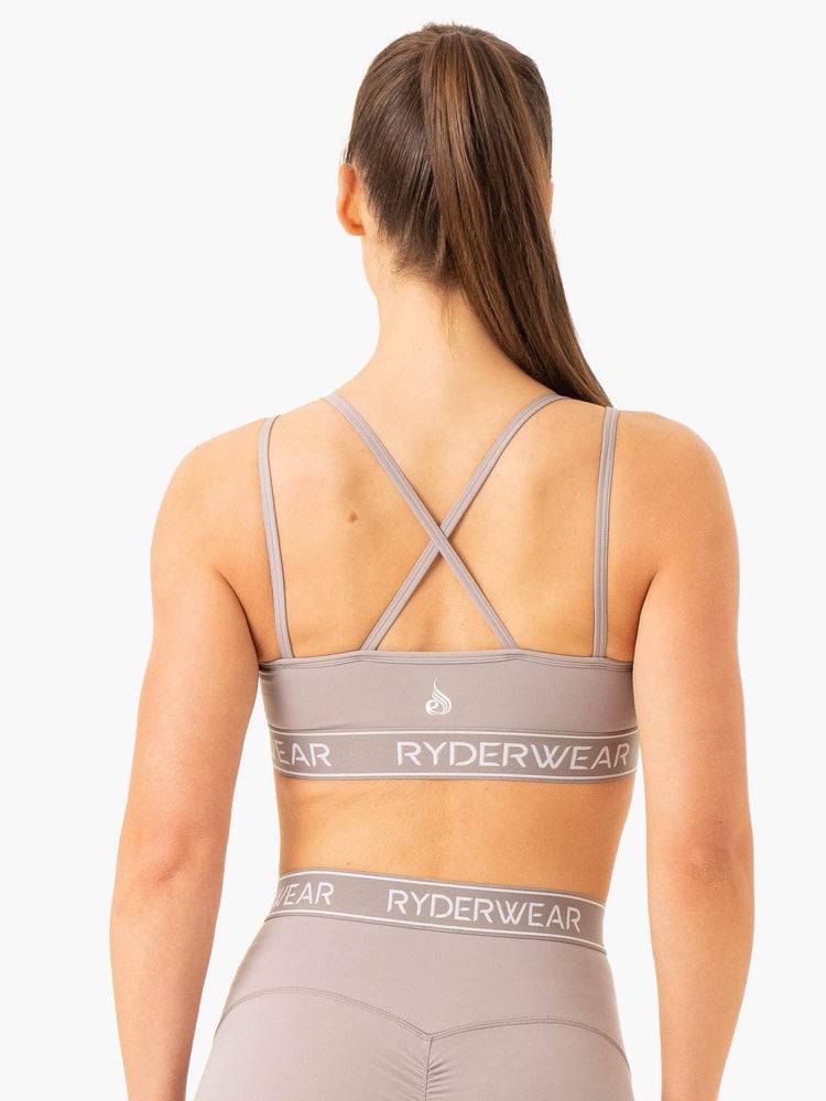 Women's Ryderwear Women Sports Bra Level Up V-Neck Sports Bra Steel Grey | NZ2301HK