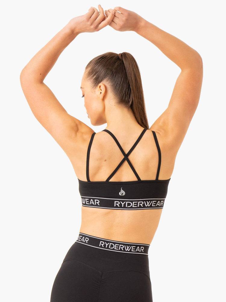 Women's Ryderwear Women Sports Bra Level Up V-Neck Sports Bra Black | NZ2330CE