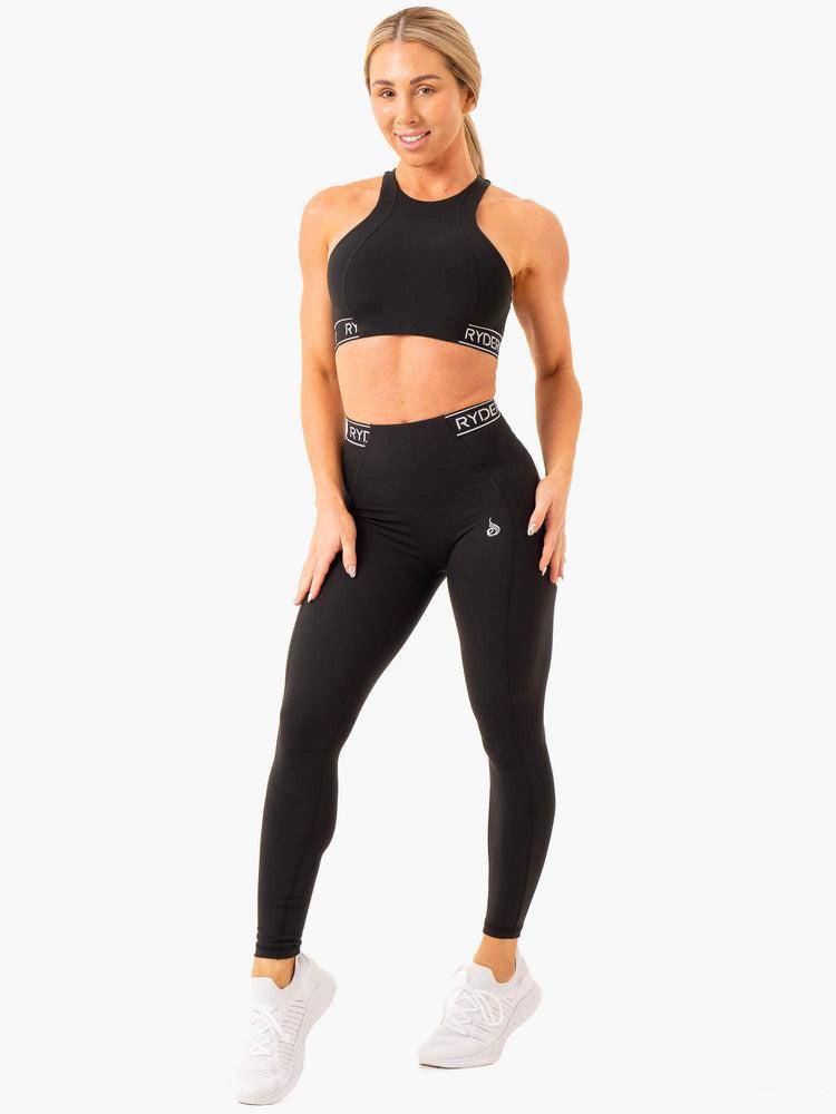 Women's Ryderwear Women Sports Bra Level Up High Impact Sports Bra Black | NZ2394PQ