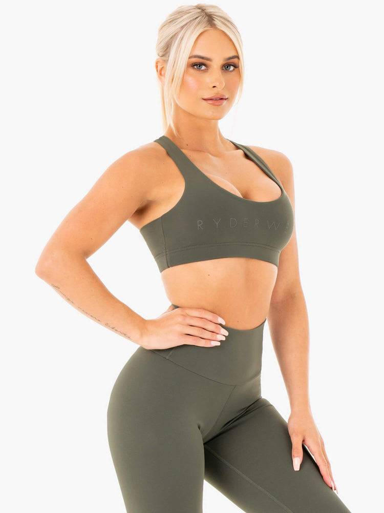 Women's Ryderwear Women Sports Bra Motion Sports Bra Khaki | NZ2317OR