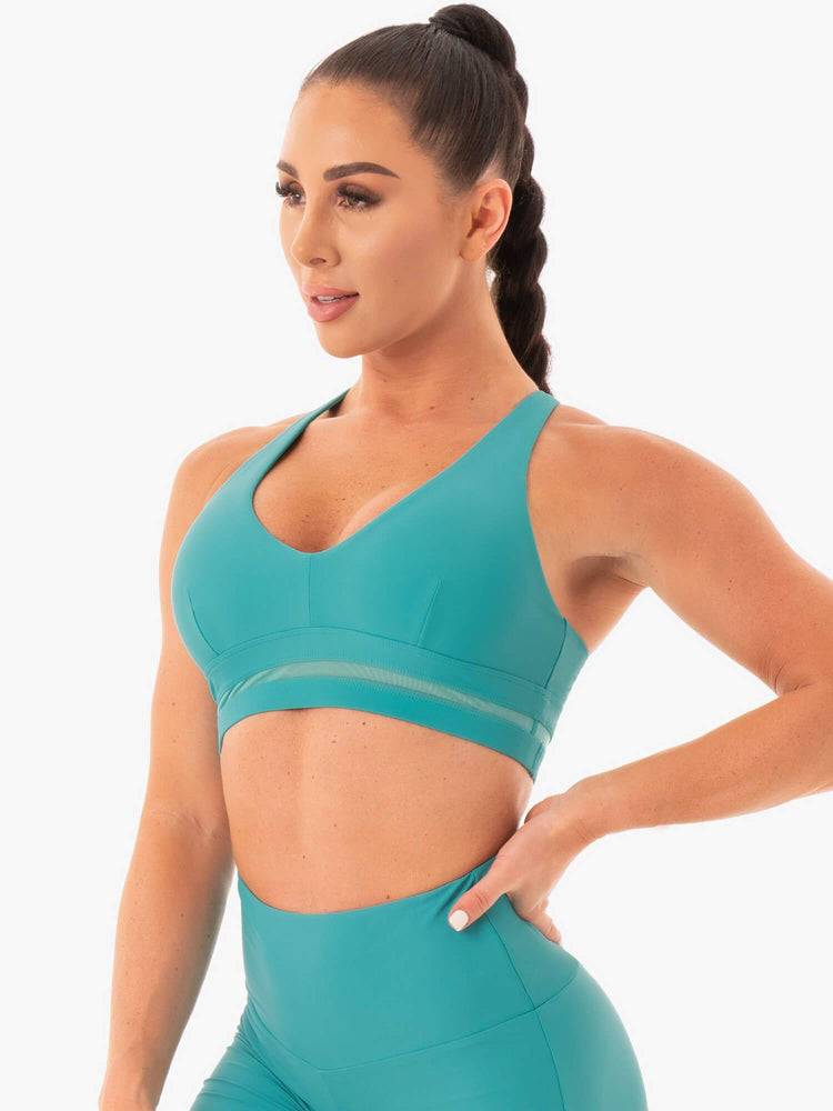 Women's Ryderwear Women Sports Bra NEM X RW Sports Bra Teal | NZ2454WY