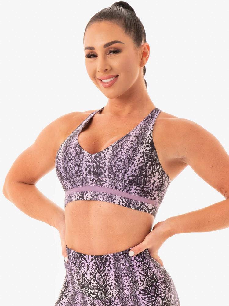 Women's Ryderwear Women Sports Bra NEM X RW Sports Bra Purple Snake | NZ2497AP