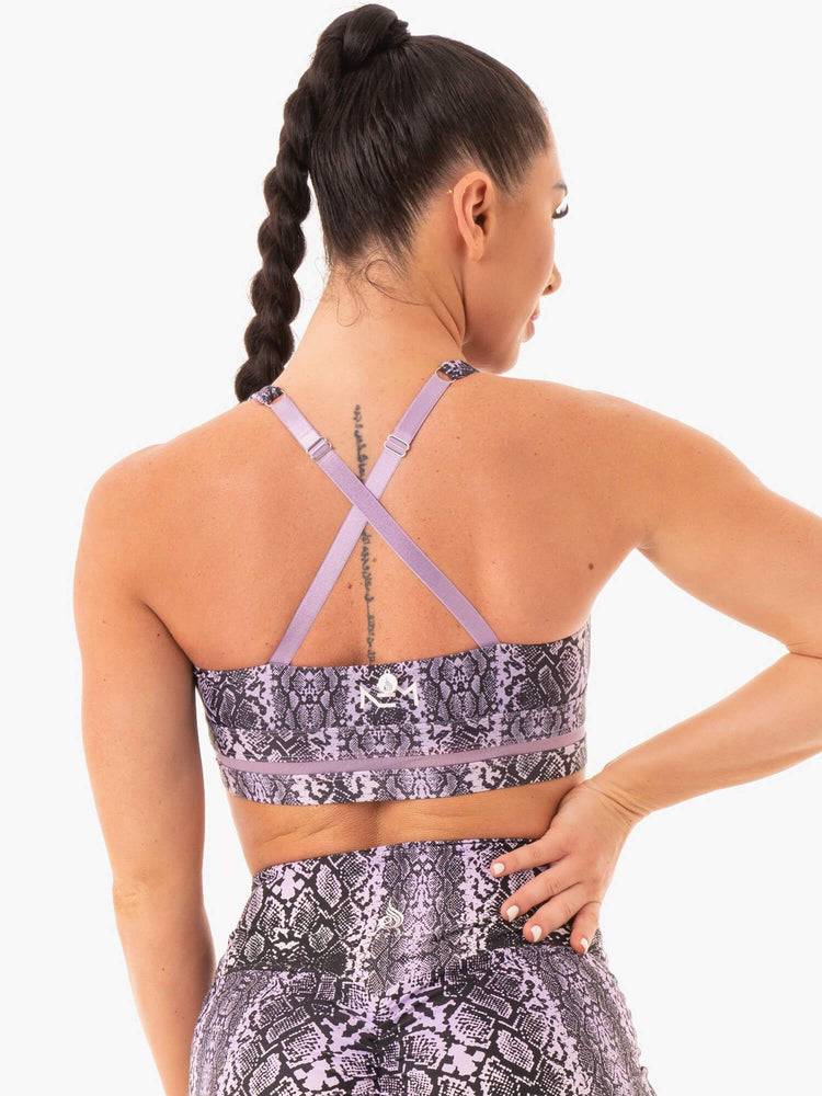 Women's Ryderwear Women Sports Bra NEM X RW Sports Bra Purple Snake | NZ2497AP