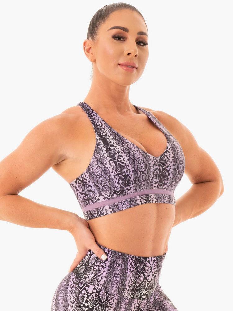 Women's Ryderwear Women Sports Bra NEM X RW Sports Bra Purple Snake | NZ2497AP