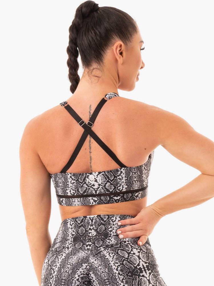 Women's Ryderwear Women Sports Bra NEM X RW Sports Bra White Snake | NZ2500IS