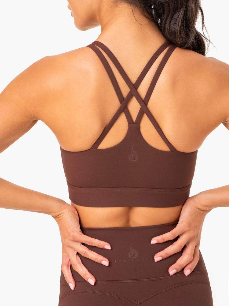 Women's Ryderwear Women Sports Bra NKD Align Sports Bra Chocolate | NZ2496SO