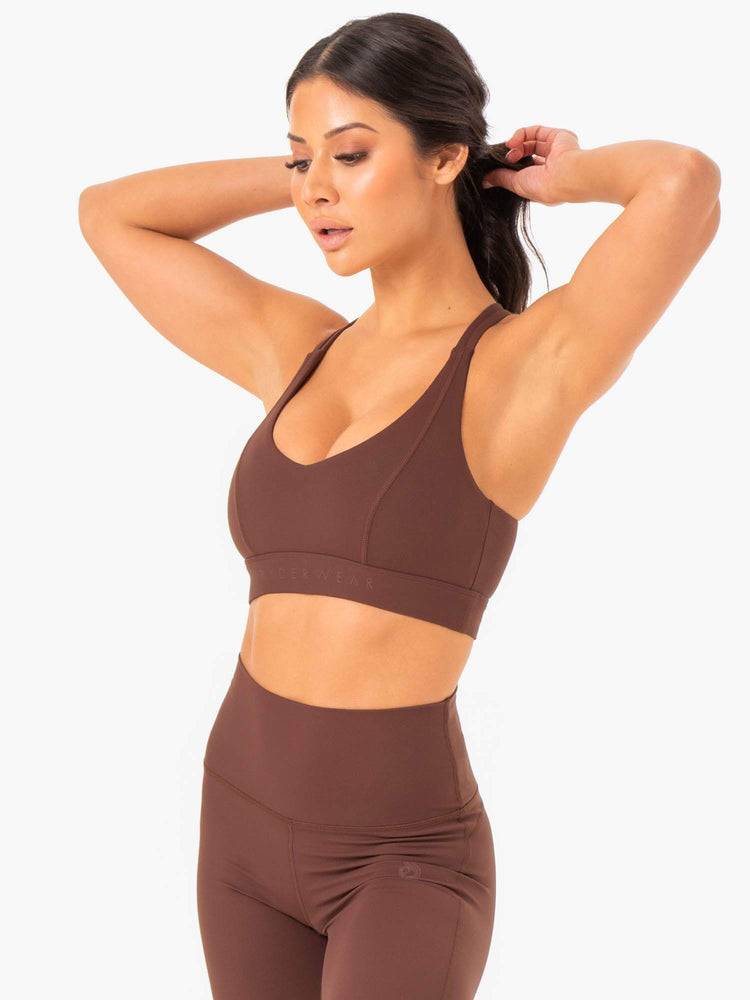 Women's Ryderwear Women Sports Bra NKD Align Sports Bra Chocolate | NZ2496SO