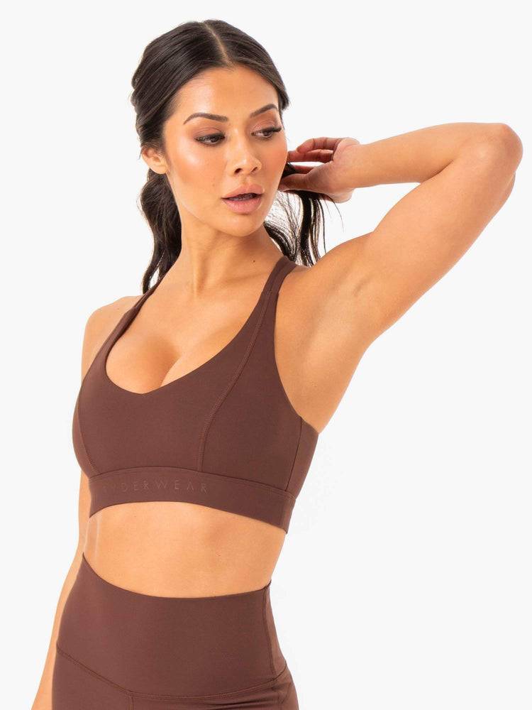 Women's Ryderwear Women Sports Bra NKD Align Sports Bra Chocolate | NZ2496SO