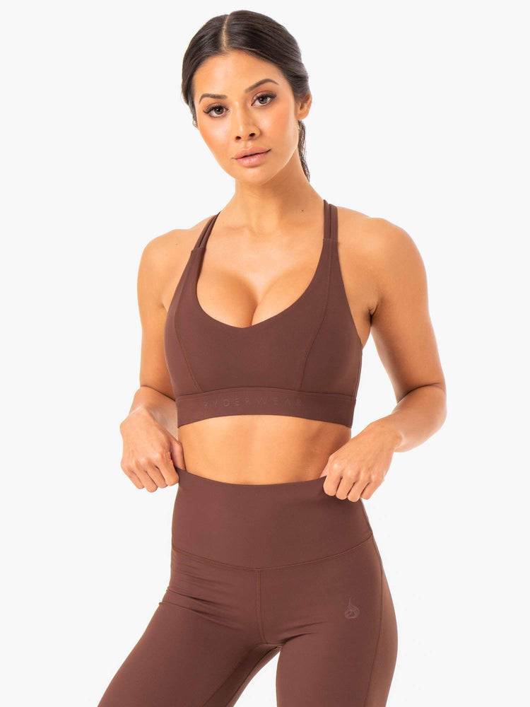 Women\'s Ryderwear Women Sports Bra NKD Align Sports Bra Chocolate | NZ2496SO