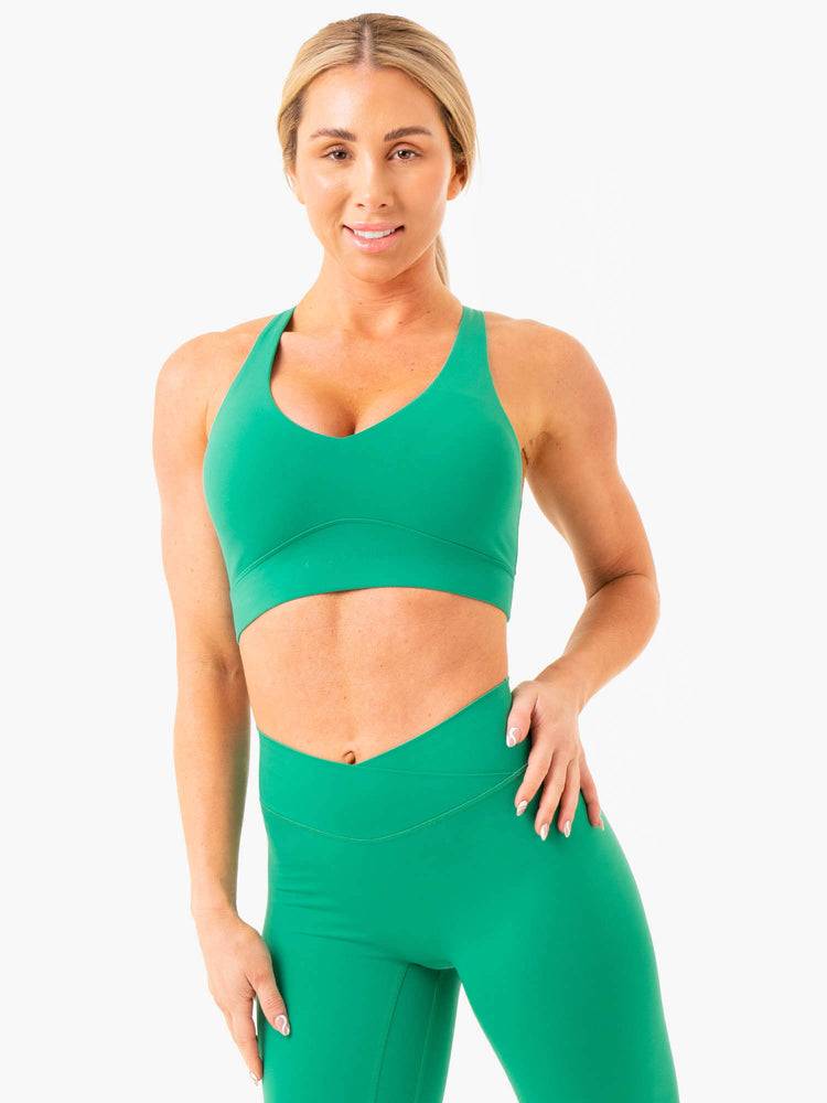 Women's Ryderwear Women Sports Bra NKD Cross Over Sports Bra Green | NZ2286QZ