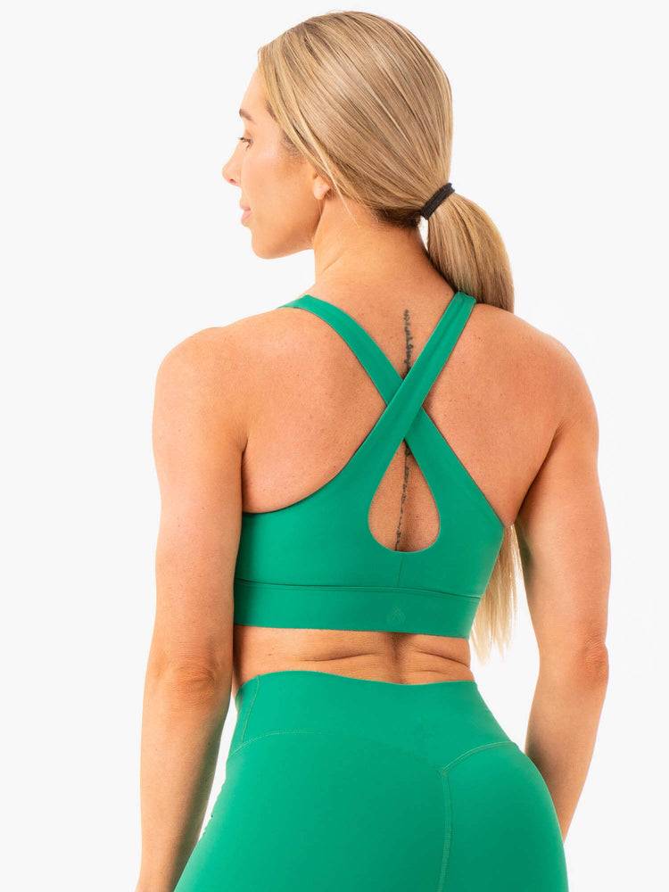 Women's Ryderwear Women Sports Bra NKD Cross Over Sports Bra Green | NZ2286QZ