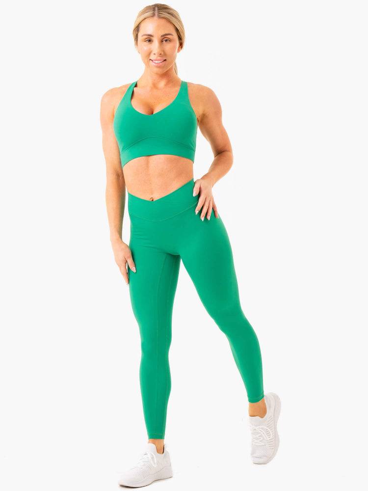 Women's Ryderwear Women Sports Bra NKD Cross Over Sports Bra Green | NZ2286QZ