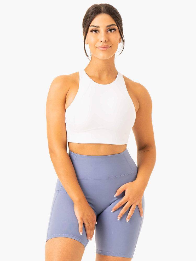 Women's Ryderwear Women Sports Bra NKD Frame Long Line Sports Bra White | NZ2234QZ