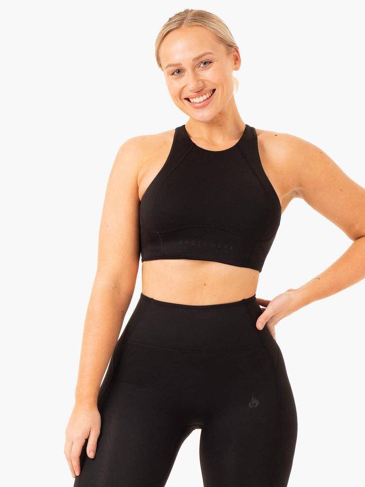 Women's Ryderwear Women Sports Bra NKD Frame Long Line Sports Bra Black | NZ2250JJ