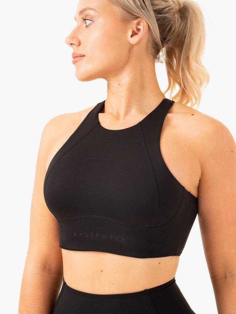 Women's Ryderwear Women Sports Bra NKD Frame Long Line Sports Bra Black | NZ2250JJ