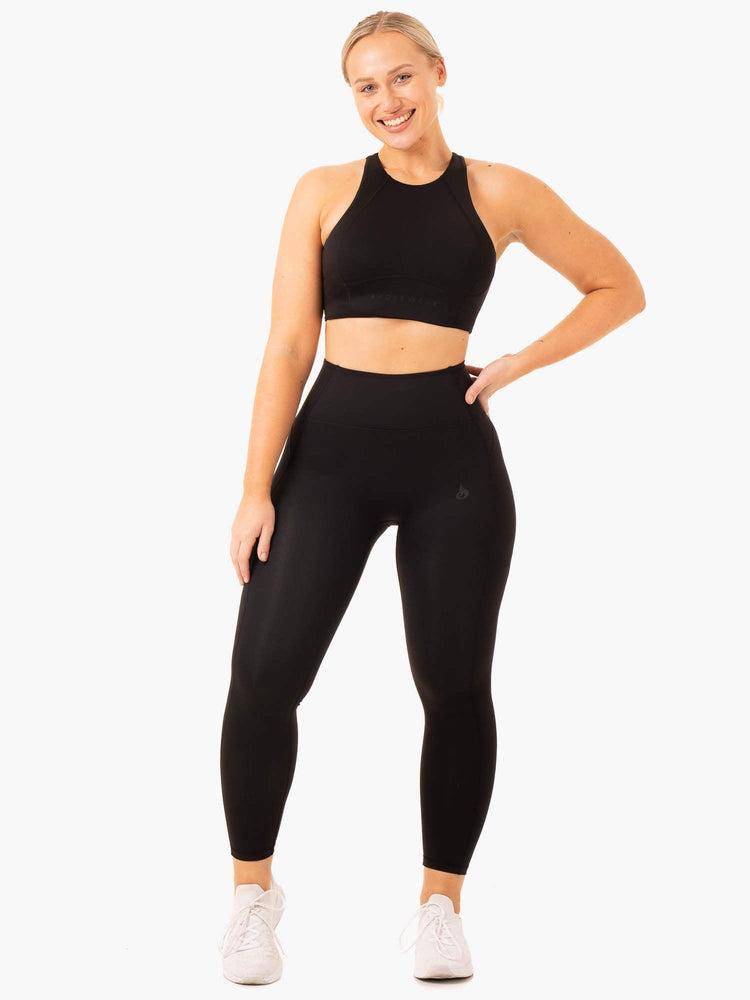 Women's Ryderwear Women Sports Bra NKD Frame Long Line Sports Bra Black | NZ2250JJ