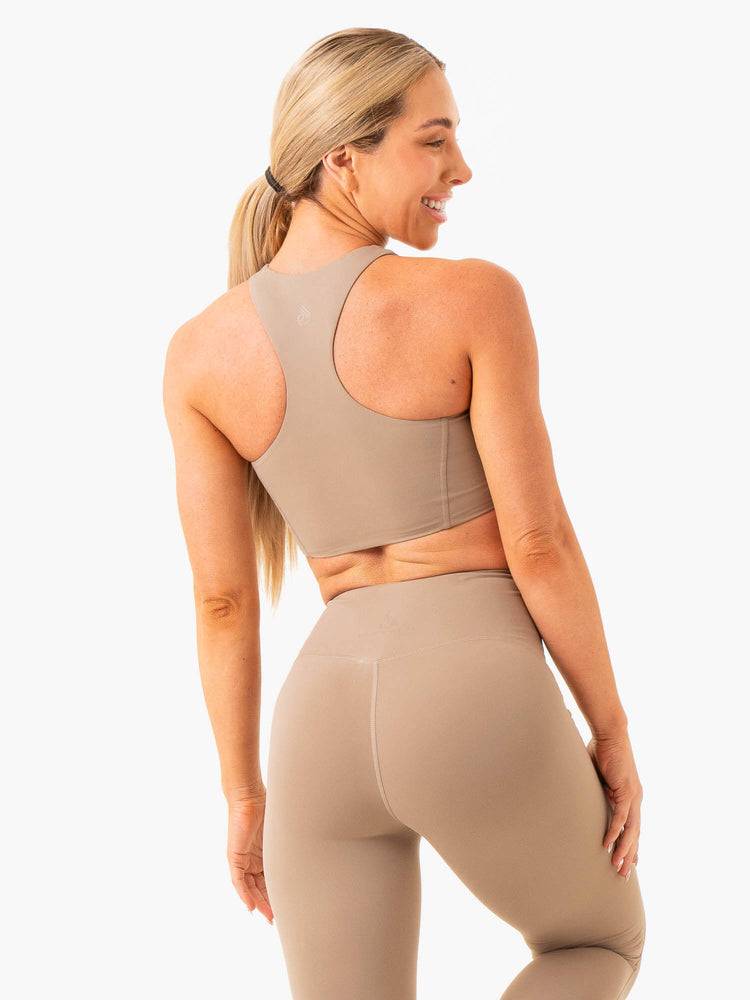 Women's Ryderwear Women Sports Bra NKD Frame Long Line Sports Bra Latte | NZ2259MA