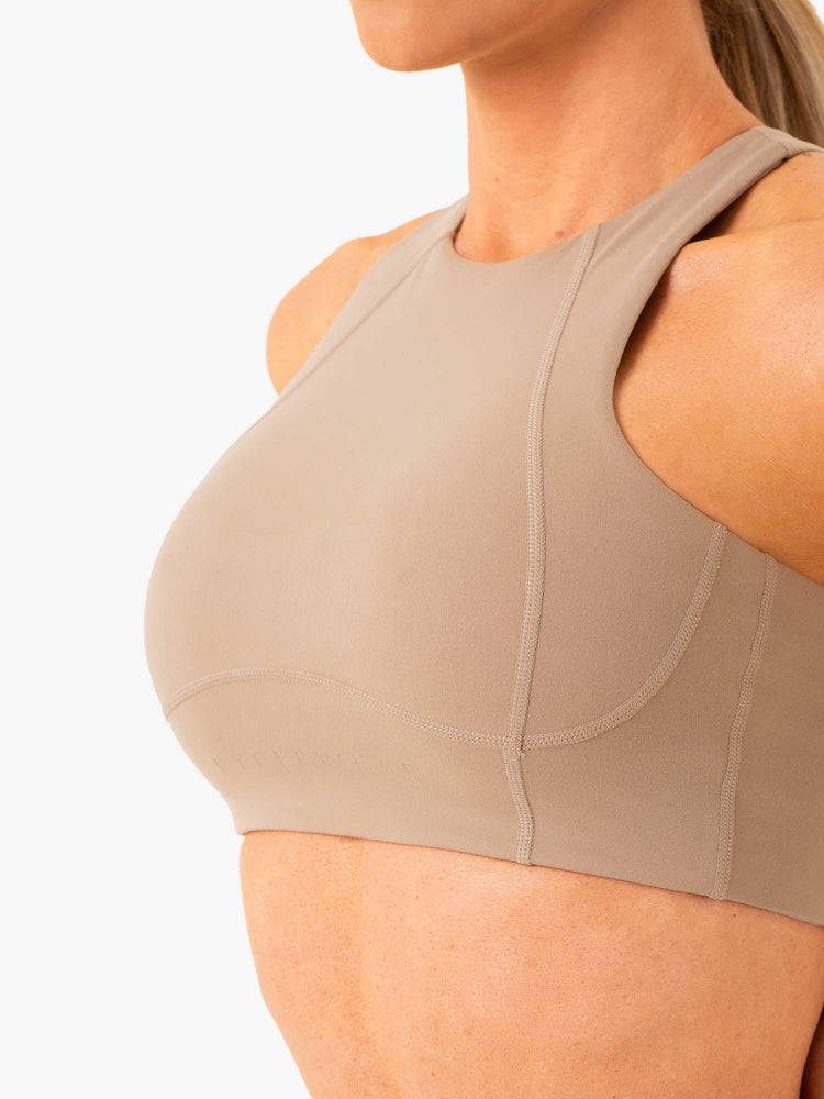 Women's Ryderwear Women Sports Bra NKD Frame Long Line Sports Bra Latte | NZ2259MA