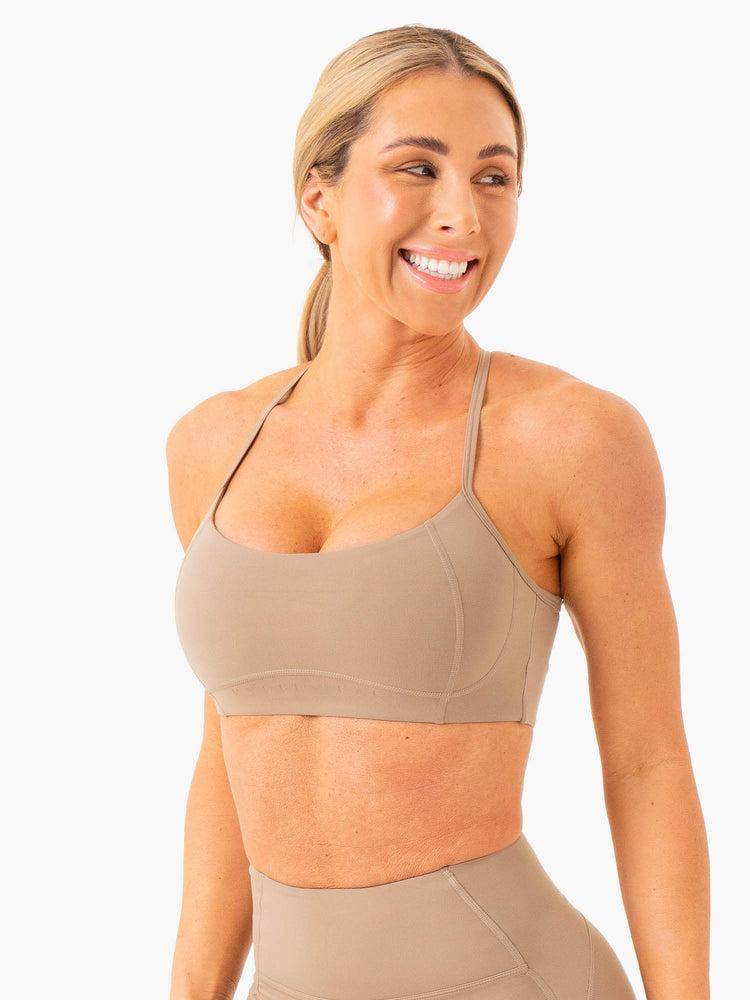 Women's Ryderwear Women Sports Bra NKD Frame Sports Bra Latte | NZ2302JJ