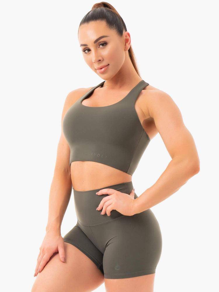 Women's Ryderwear Women Sports Bra NKD Sports Bra Khaki | NZ2535NB