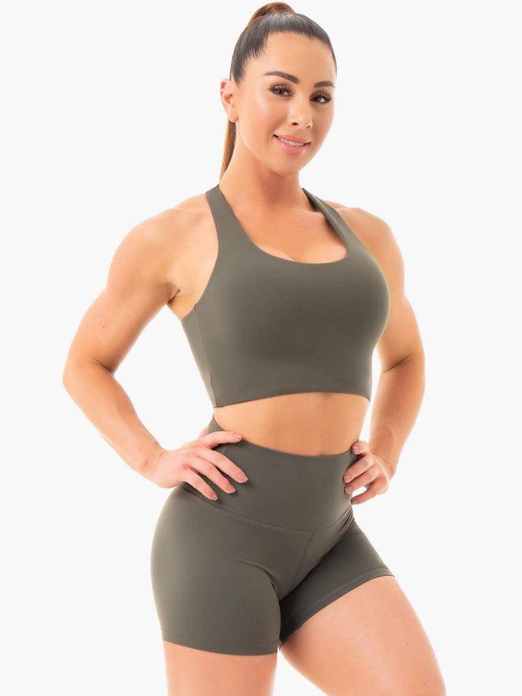 Women's Ryderwear Women Sports Bra NKD Sports Bra Khaki | NZ2535NB