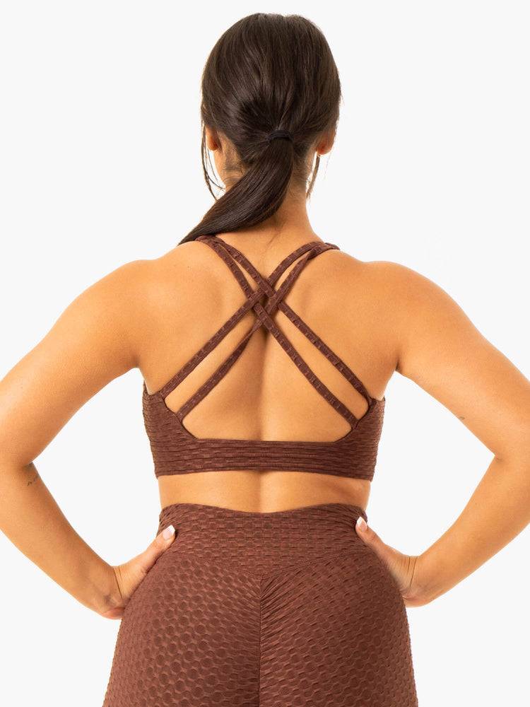 Women's Ryderwear Women Sports Bra Optic V-Neck Sports Bra Chocolate | NZ2223HK