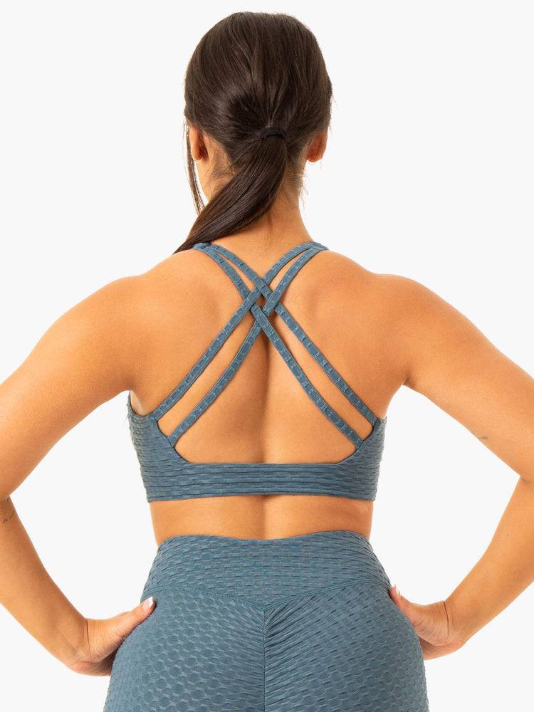 Women's Ryderwear Women Sports Bra Optic V-Neck Sports Bra Teal | NZ2227ZG