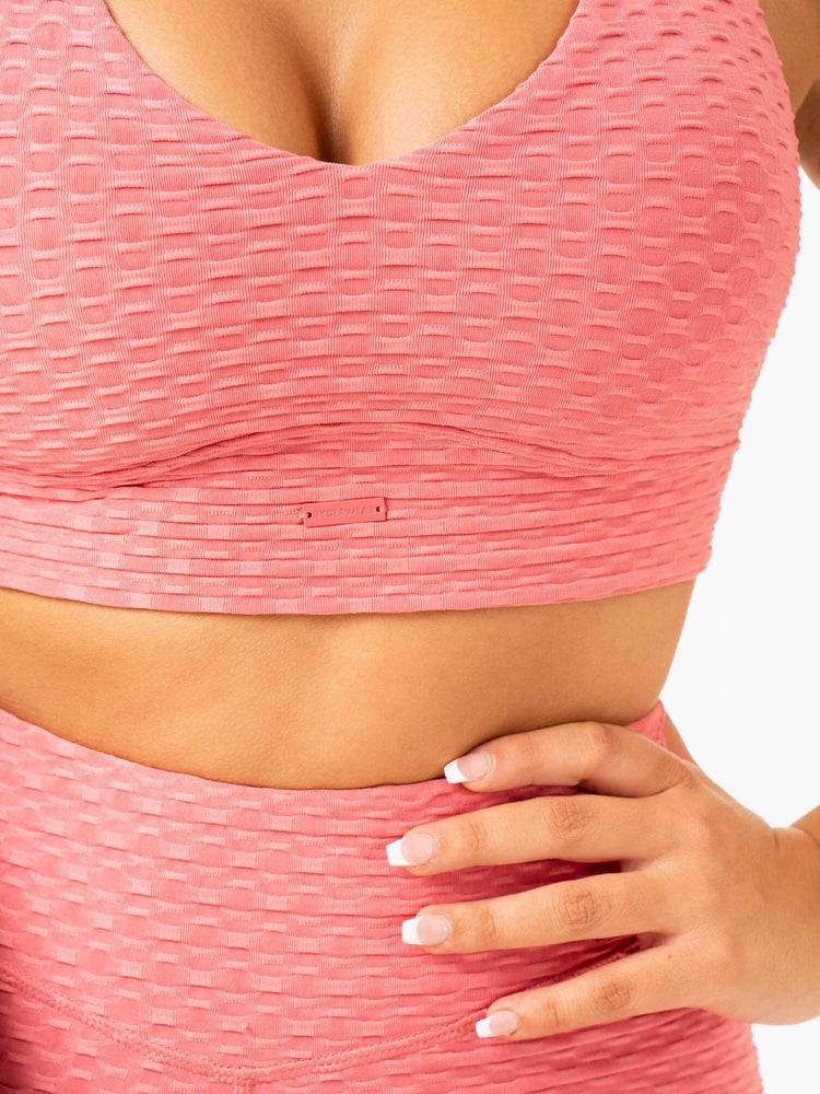 Women's Ryderwear Women Sports Bra Optic V-Neck Sports Bra Lipstick Pink | NZ2237RW