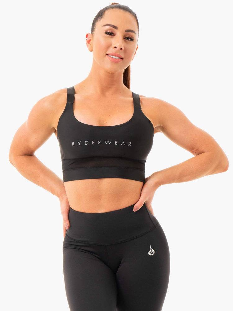 Women\'s Ryderwear Women Sports Bra Palm Convertible Sports Bra Black | NZ2508MA