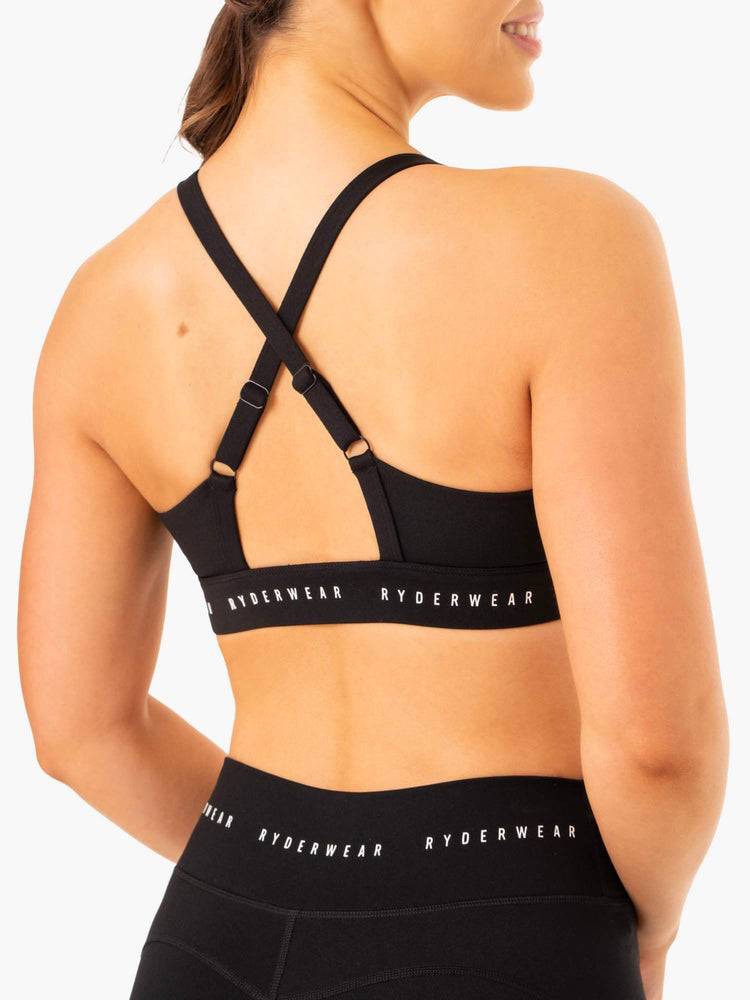 Women's Ryderwear Women Sports Bra Reflex Cross Over Sports Bra Black | NZ2455QZ