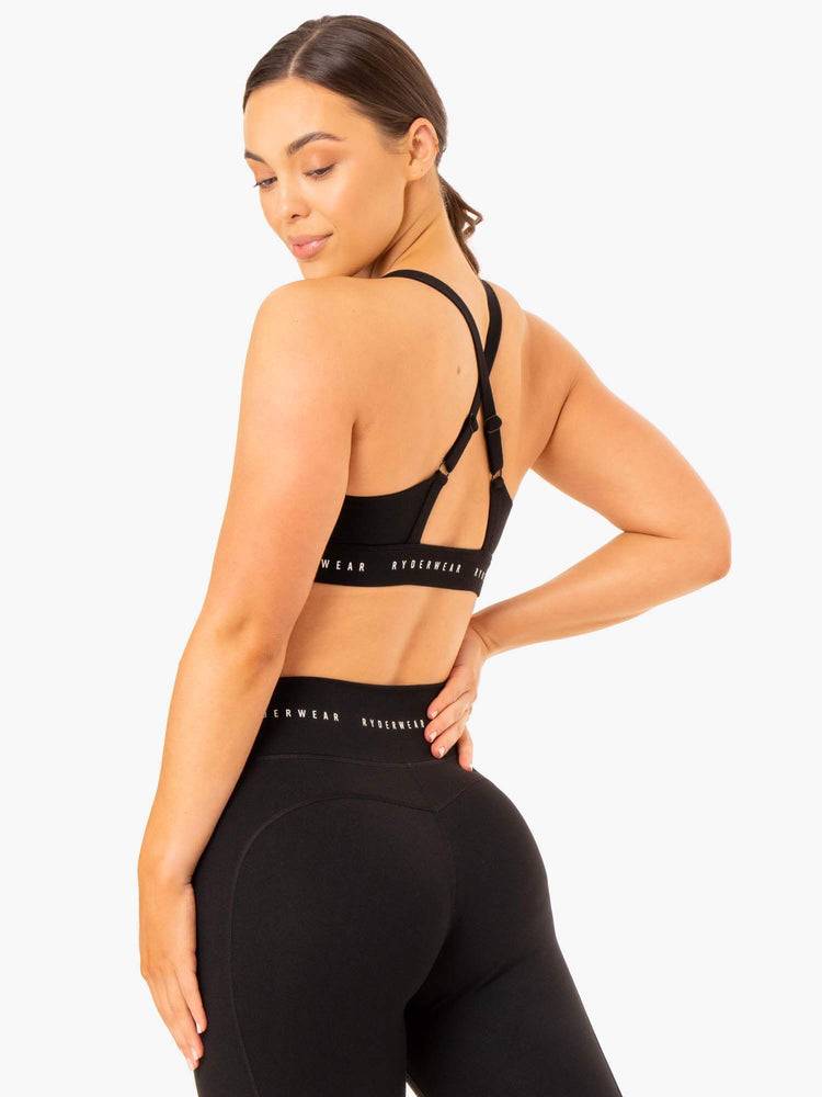 Women's Ryderwear Women Sports Bra Reflex Cross Over Sports Bra Black | NZ2455QZ